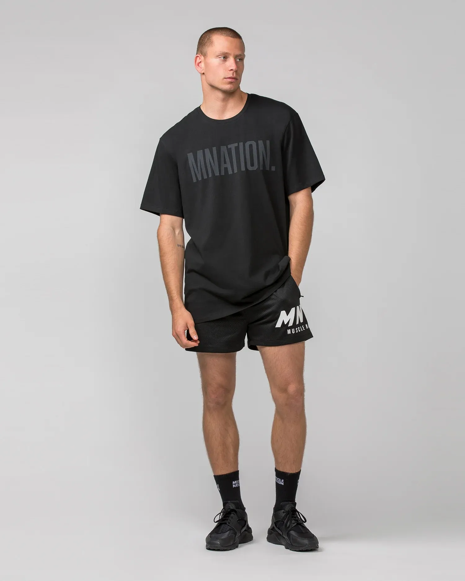 Muscle Nation | Oversized Tonal Tee - Black