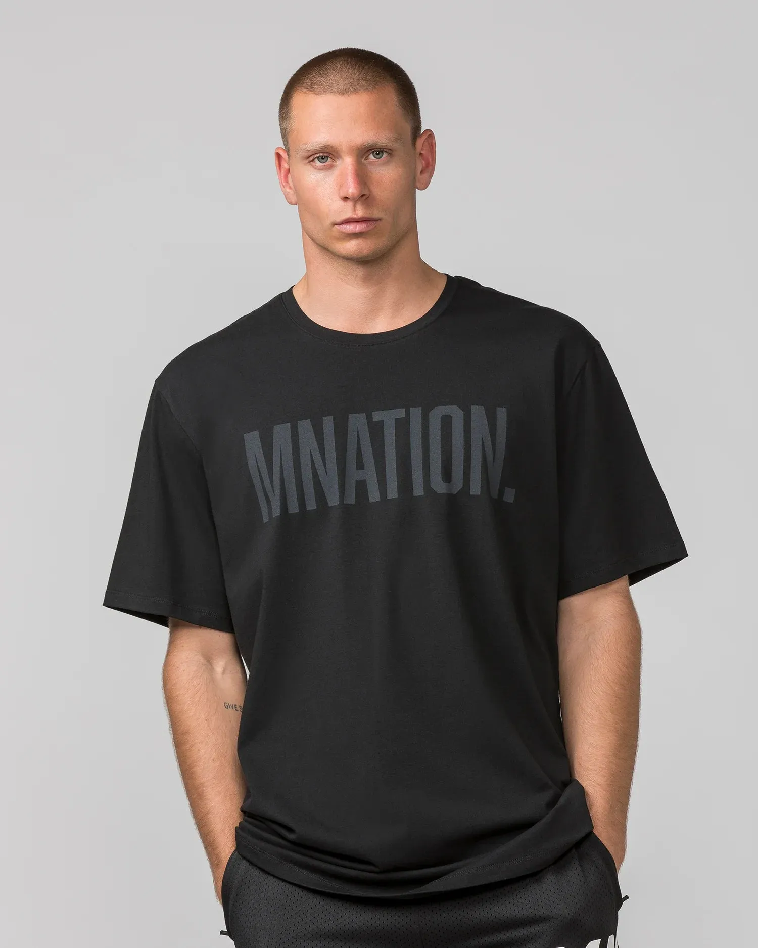 Muscle Nation | Oversized Tonal Tee - Black
