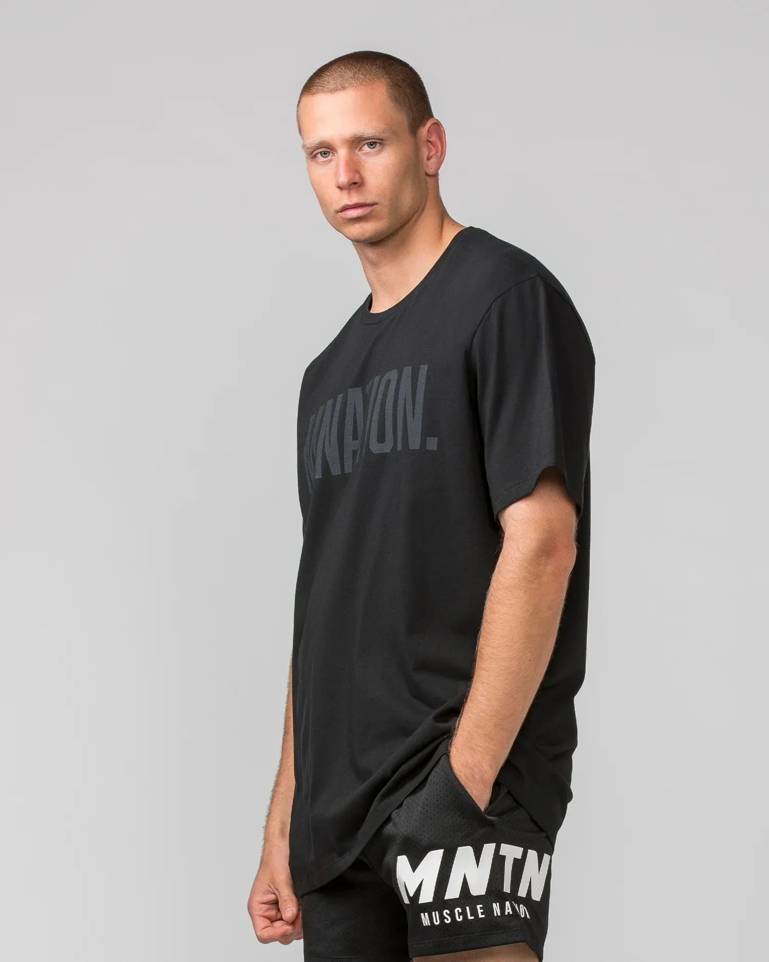 Muscle Nation | Oversized Tonal Tee - Black