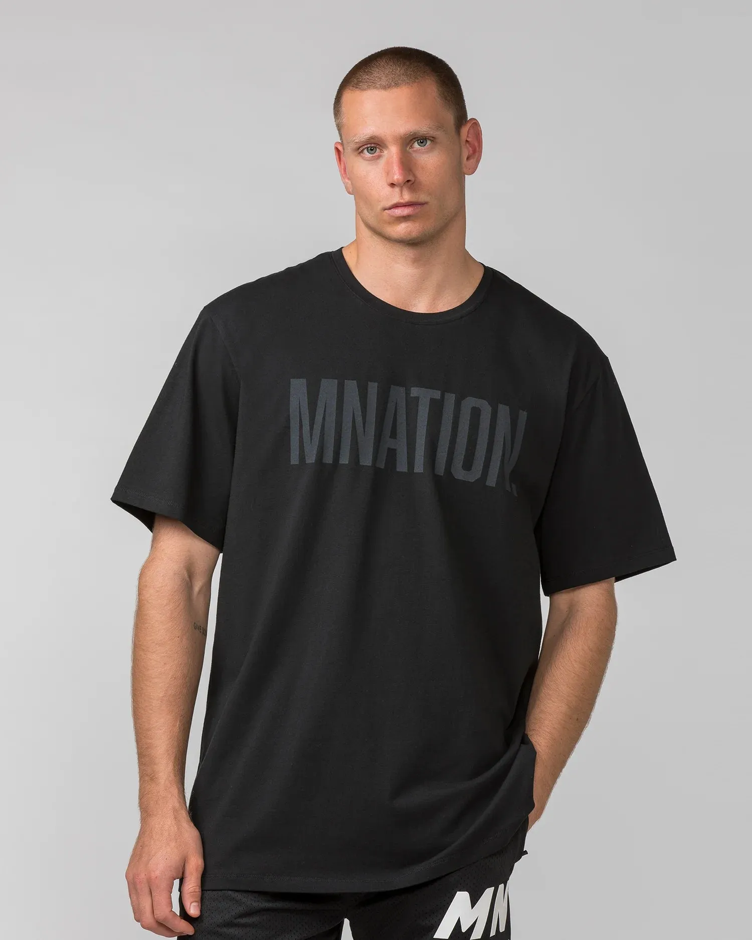 Muscle Nation | Oversized Tonal Tee - Black