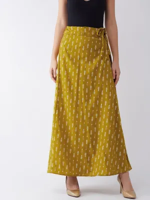 Mustard White Print Skirt