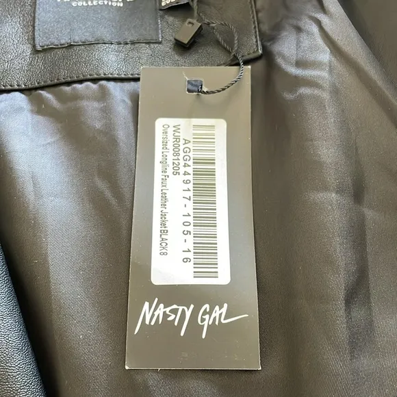 Nasty Gal Oversized Faux Leather Longline Jacket NWT size 4