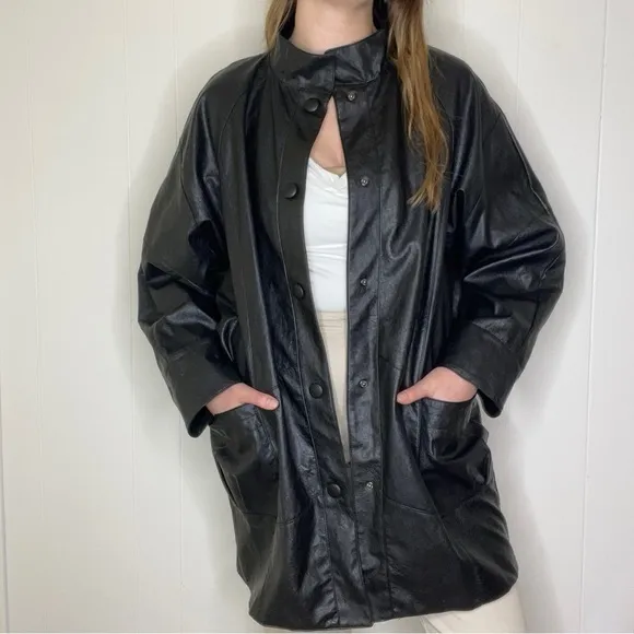 Nasty Gal Oversized Faux Leather Longline Jacket NWT size 4