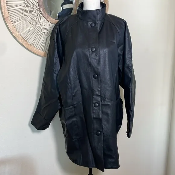 Nasty Gal Oversized Faux Leather Longline Jacket NWT size 4