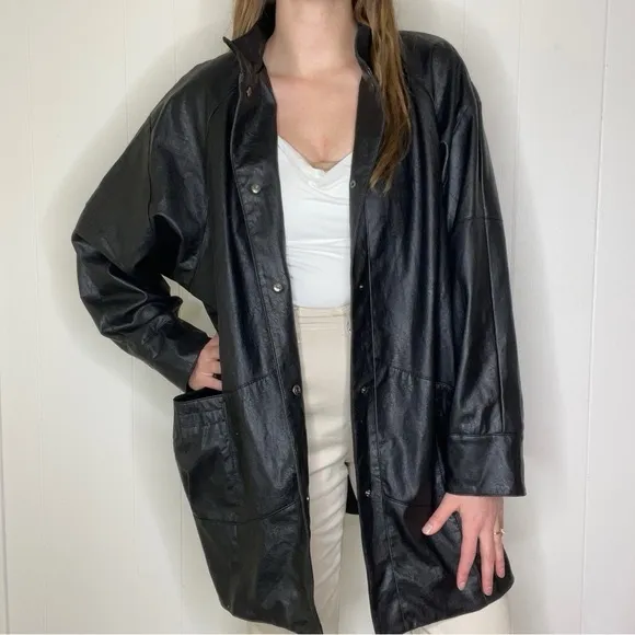 Nasty Gal Oversized Faux Leather Longline Jacket NWT size 4