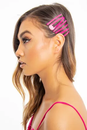 Neon Pink Pack of 5 Clips and Barrettes - Esmi