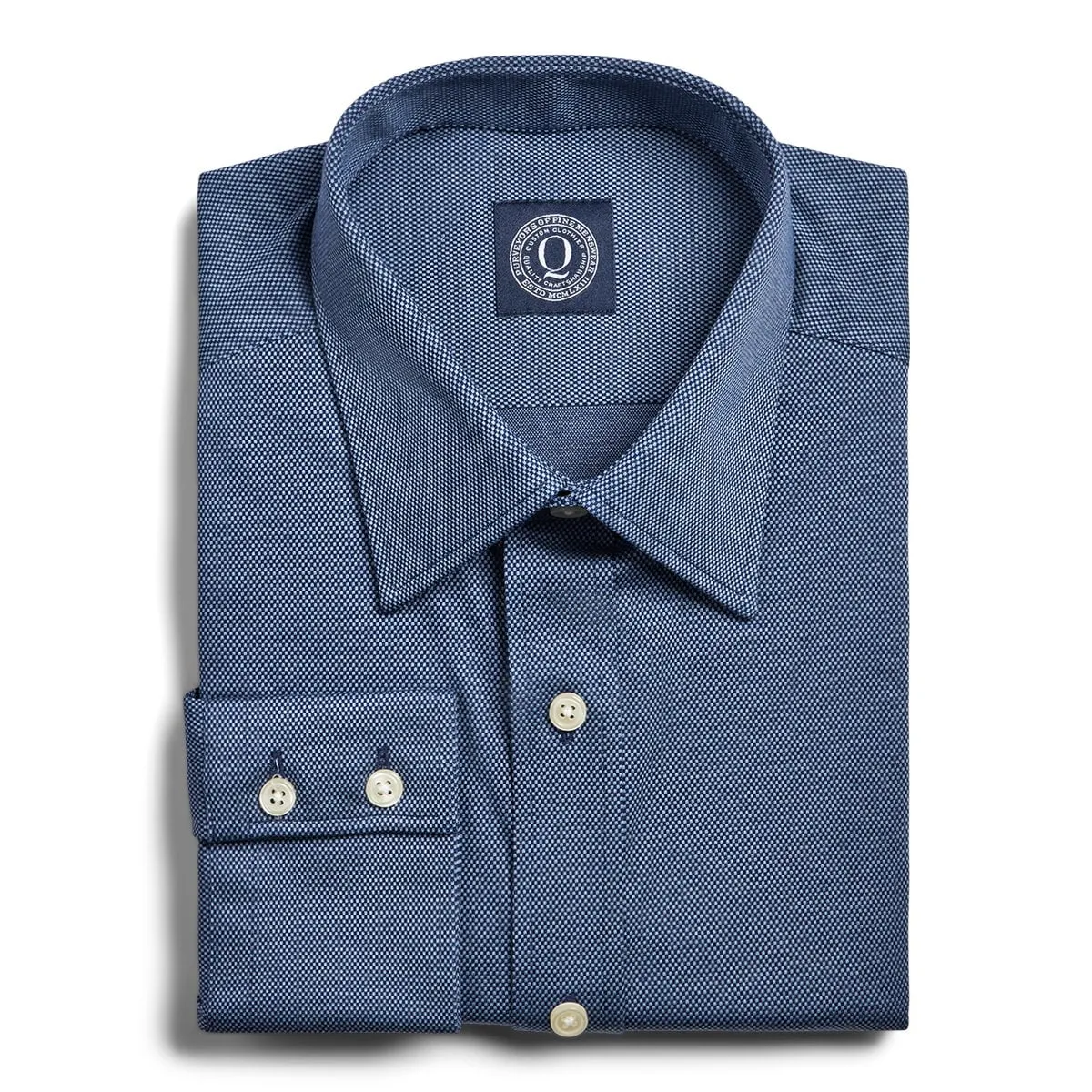 Non-Iron Knit Basketweave - Navy