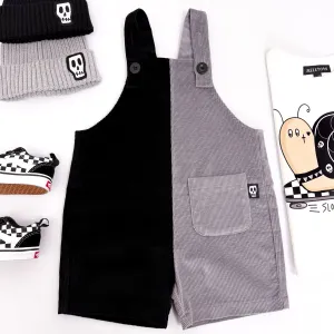 NOT SO BASIC HALF & HALF CORDUROY SHORT DUNGAREES
