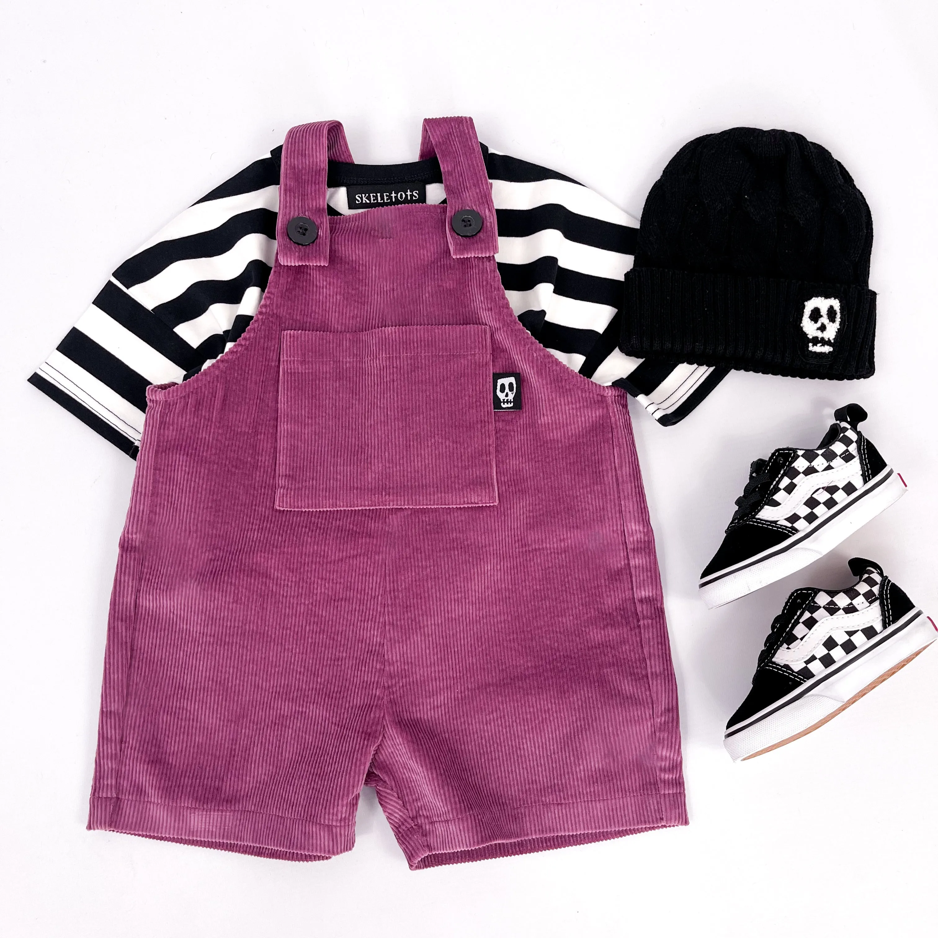 NOT SO BASIC MAUVE CORDUROY SHORT DUNGAREES