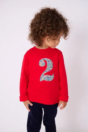 Number Red T-Shirt in Hop On Hop Off Liberty Print