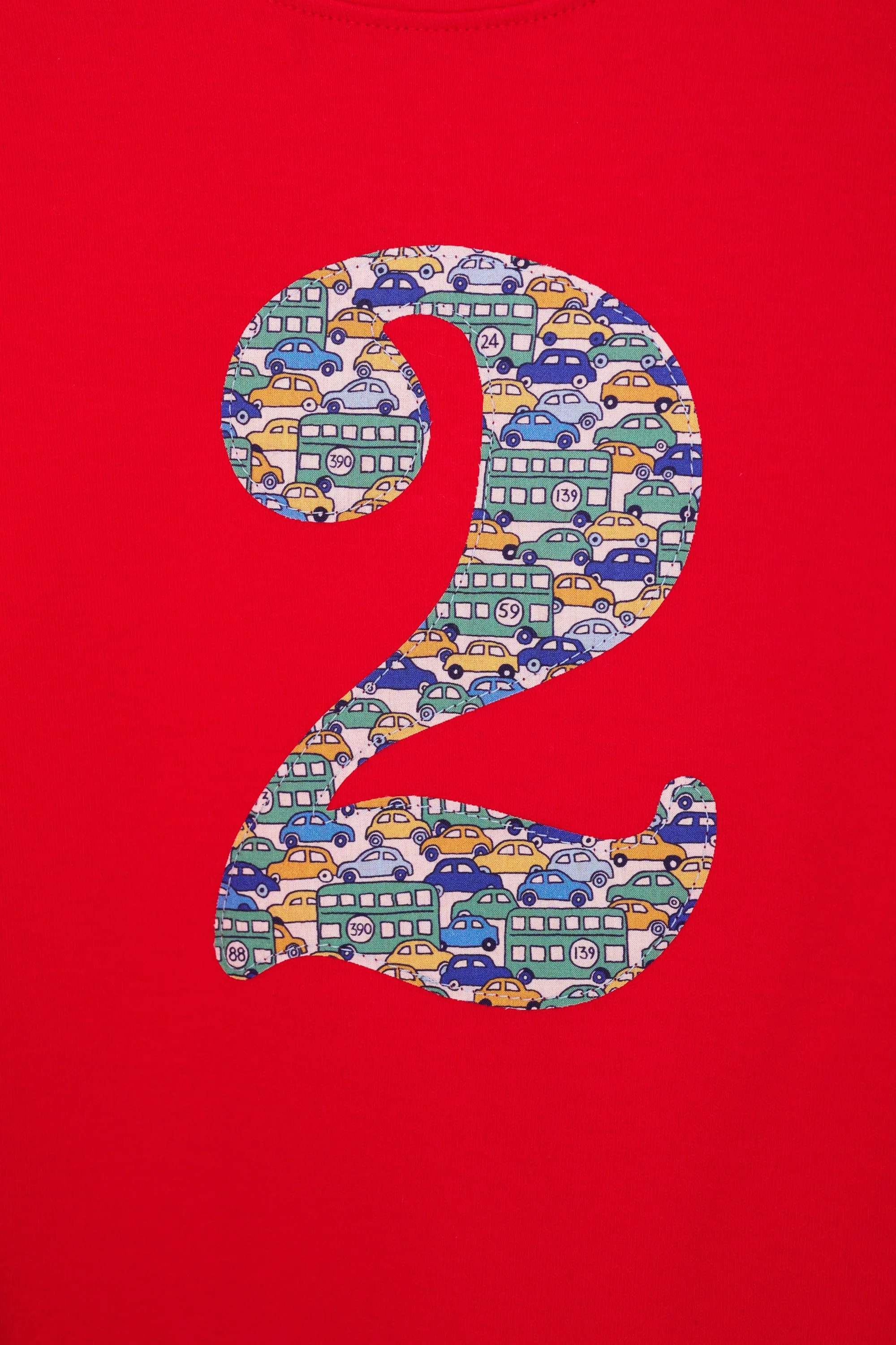 Number Red T-Shirt in Hop On Hop Off Liberty Print