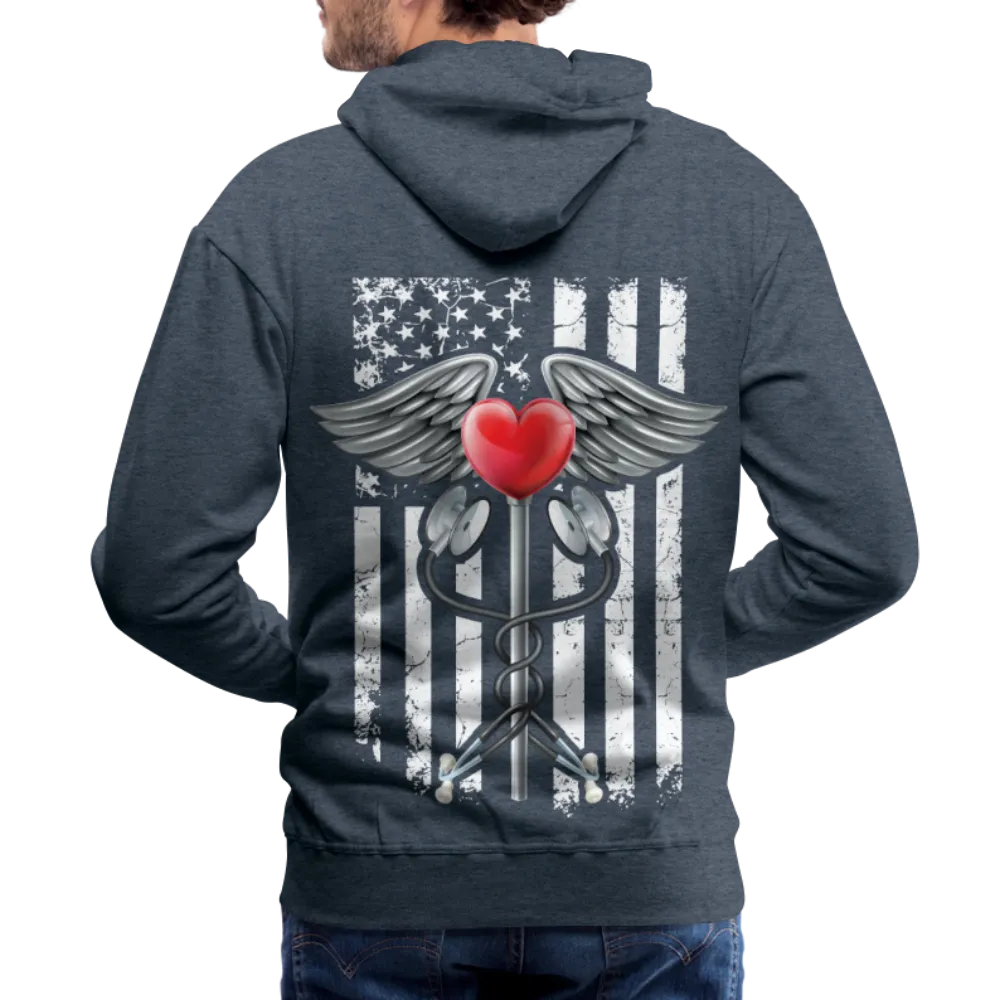 Nurse Flag Caduceus Stethoscope Heart Men’s Premium Hoodie (CK1822)
