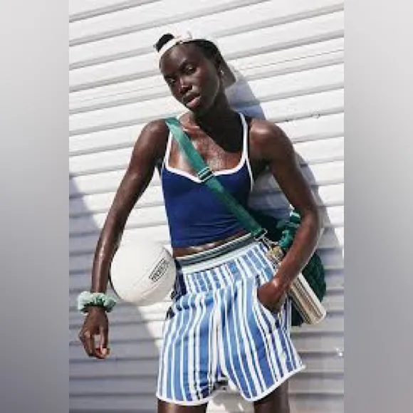 NWT Free People All Star Printed Shorts blue stripe