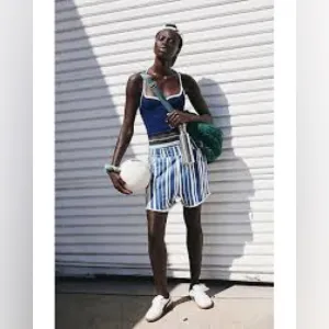 NWT Free People All Star Printed Shorts blue stripe