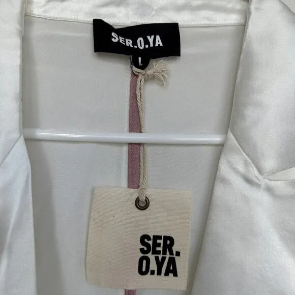 NWT Ser.O.Ya Womens Ronin Jacket White Long Sleeve Oversized Blazer Size Large
