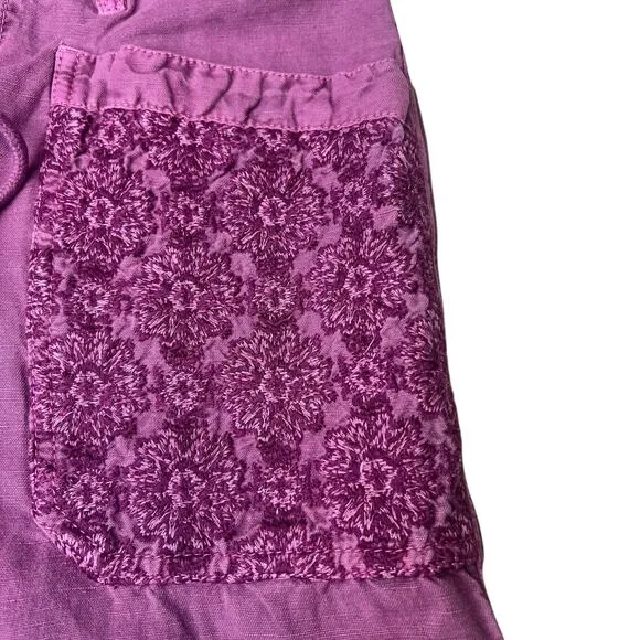 NWT Sundance Zinovia Embroidered Linen Shorts Purple Sz XS Petite