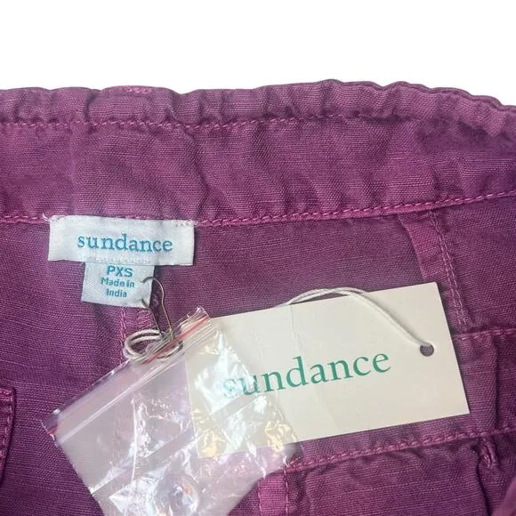 NWT Sundance Zinovia Embroidered Linen Shorts Purple Sz XS Petite