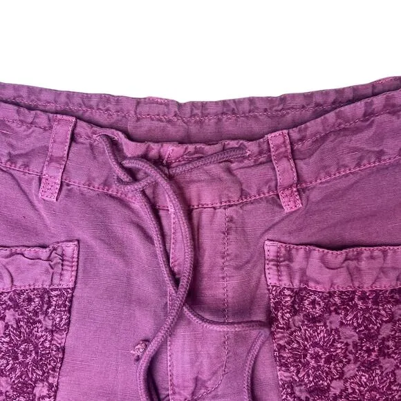NWT Sundance Zinovia Embroidered Linen Shorts Purple Sz XS Petite