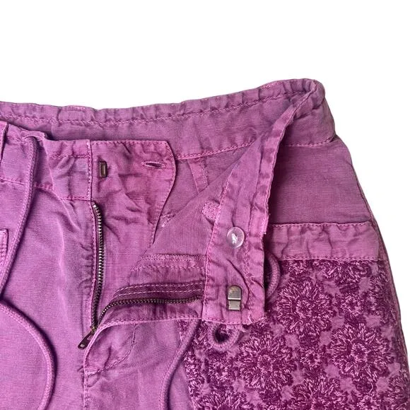 NWT Sundance Zinovia Embroidered Linen Shorts Purple Sz XS Petite