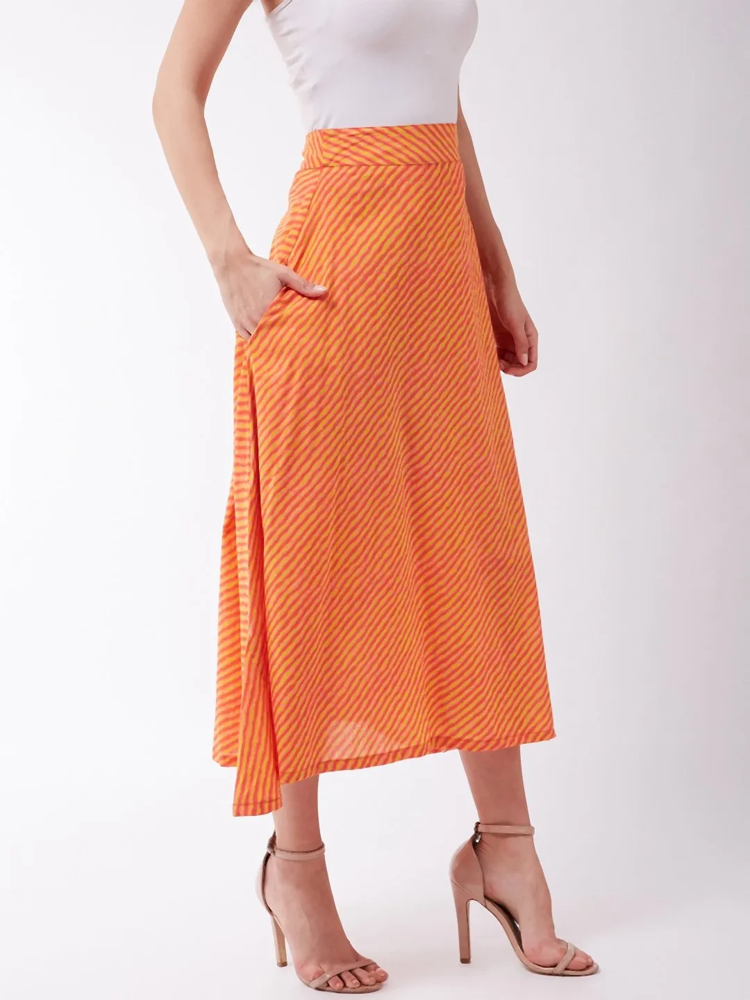 Orange Mustard Lahriya Skirt