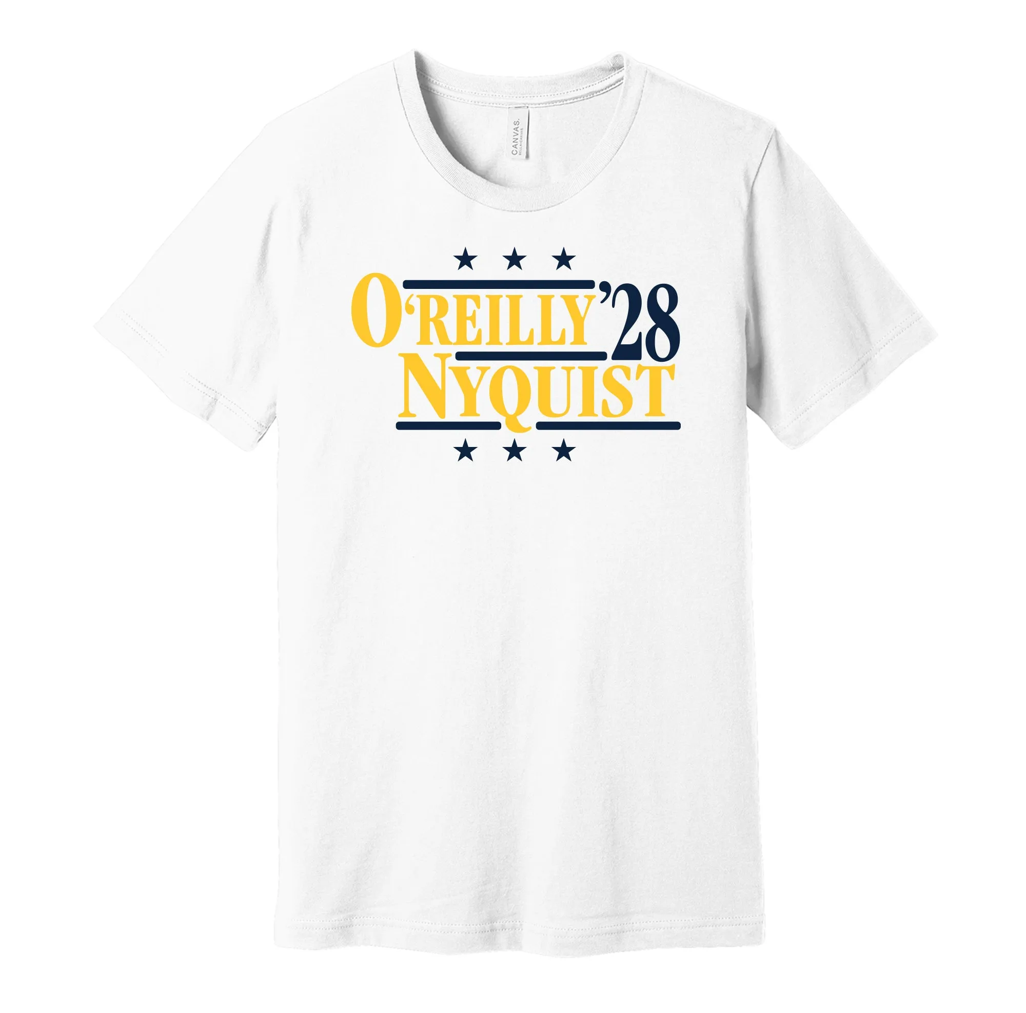 O'Reilly & Nyquist '28 - Nashville Hockey Political Campaign Parody T-Shirt - Hyper Than Hype Shirts