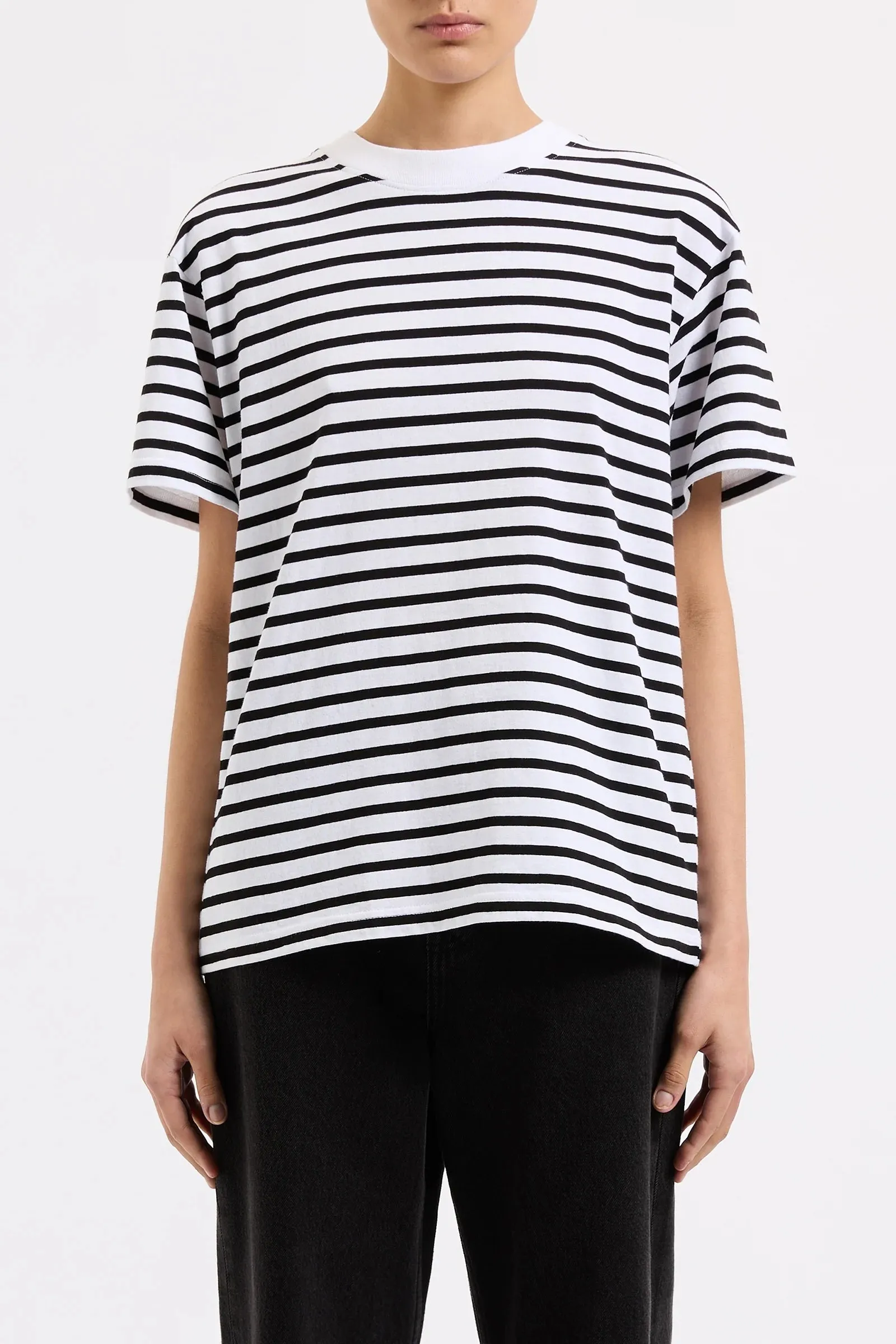 Organic Stripe Boyfriend Tee BLACK STRIPE