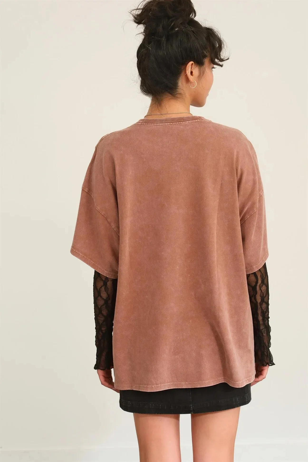 Oversized Mineral Washed Tee - Chestnut