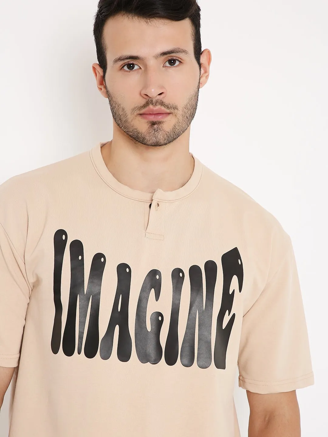 Oversized T-shirt - Beige Inverted Polaroid