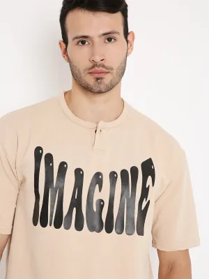 Oversized T-shirt - Beige Inverted Polaroid
