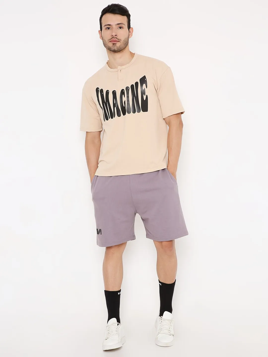 Oversized T-shirt - Beige Inverted Polaroid