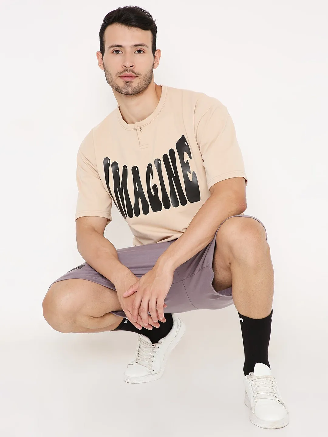 Oversized T-shirt - Beige Inverted Polaroid