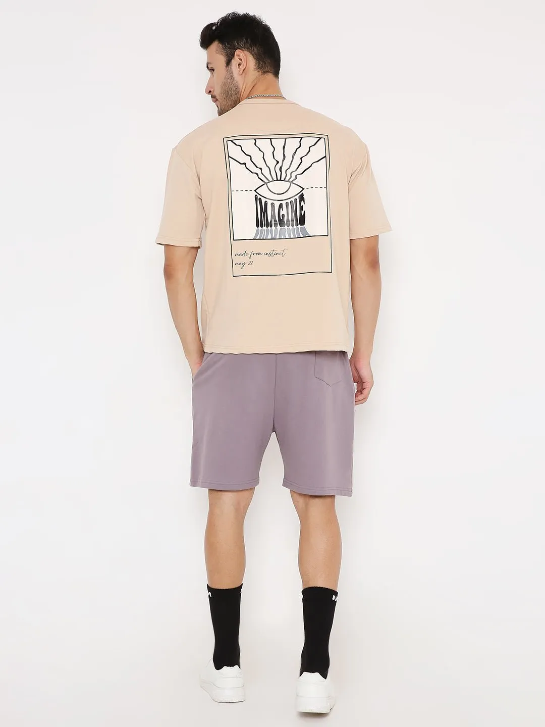 Oversized T-shirt - Beige Inverted Polaroid