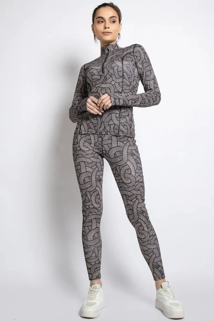PATTERNED T-SHIRT AND LEGGINGS TRACKSUIT SET