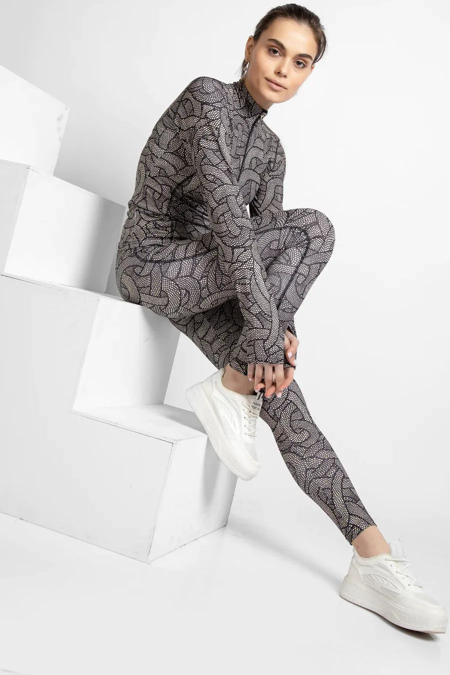 PATTERNED T-SHIRT AND LEGGINGS TRACKSUIT SET