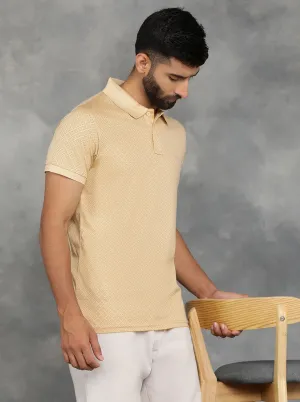 Peach Printed Regular Fit Polo T-Shirt | JadeBlue