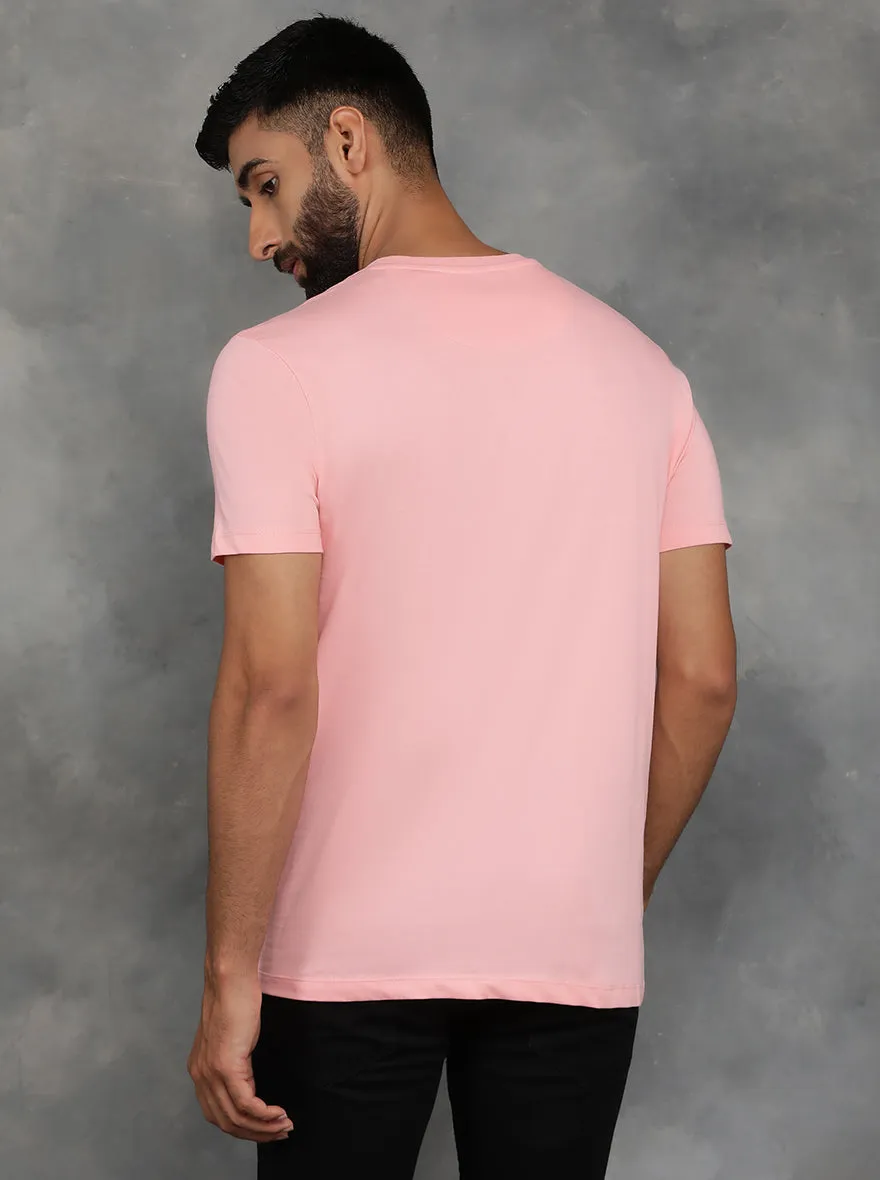 Peach Printed Slim Fit T-Shirt | GreenFibre