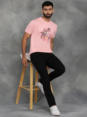 Peach Printed Slim Fit T-Shirt | GreenFibre