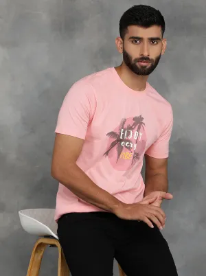 Peach Printed Slim Fit T-Shirt | GreenFibre