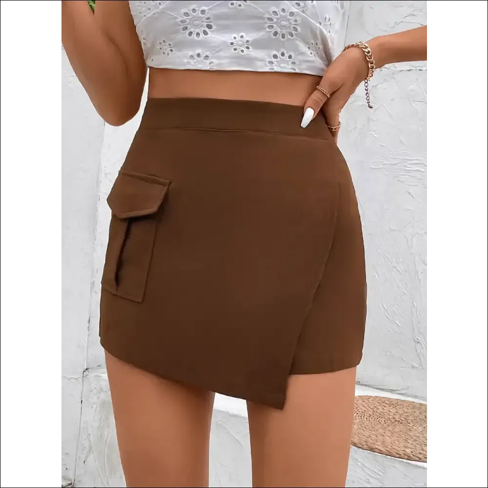 Perfee Pocketed High Waist Shorts