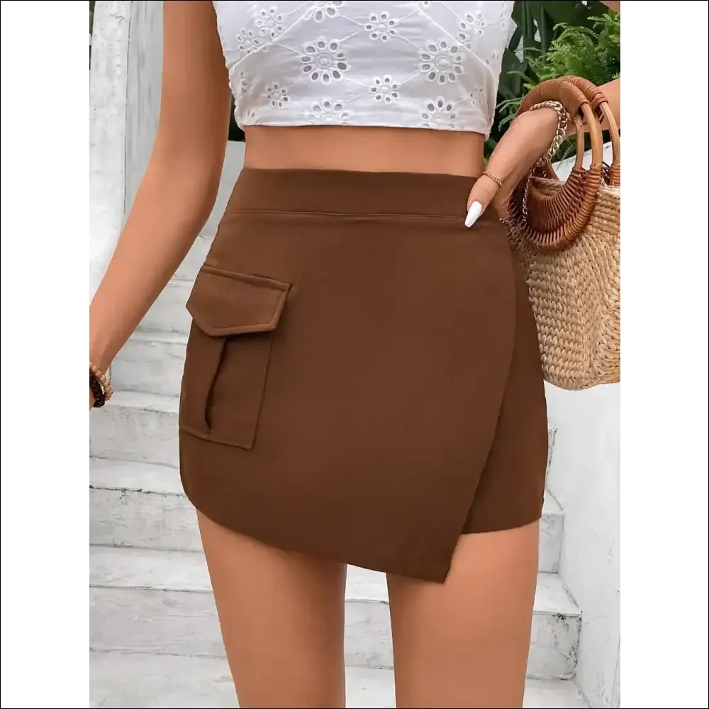 Perfee Pocketed High Waist Shorts