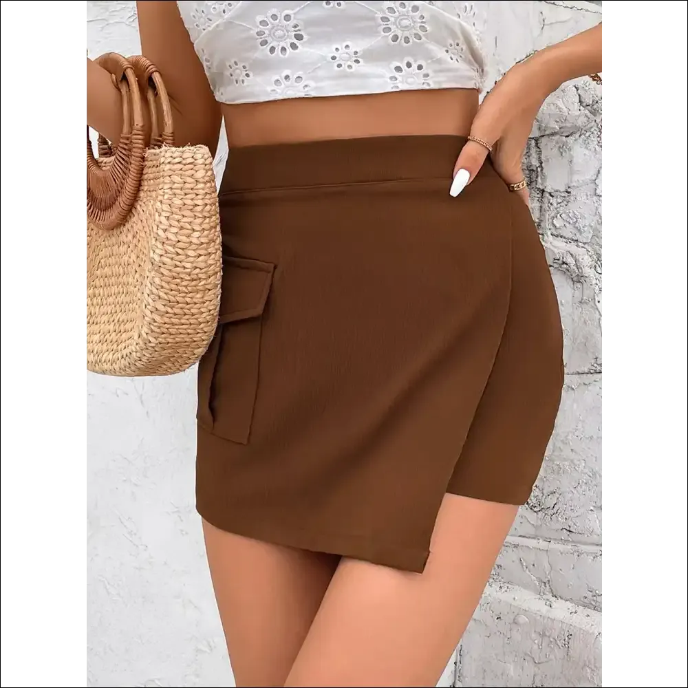 Perfee Pocketed High Waist Shorts
