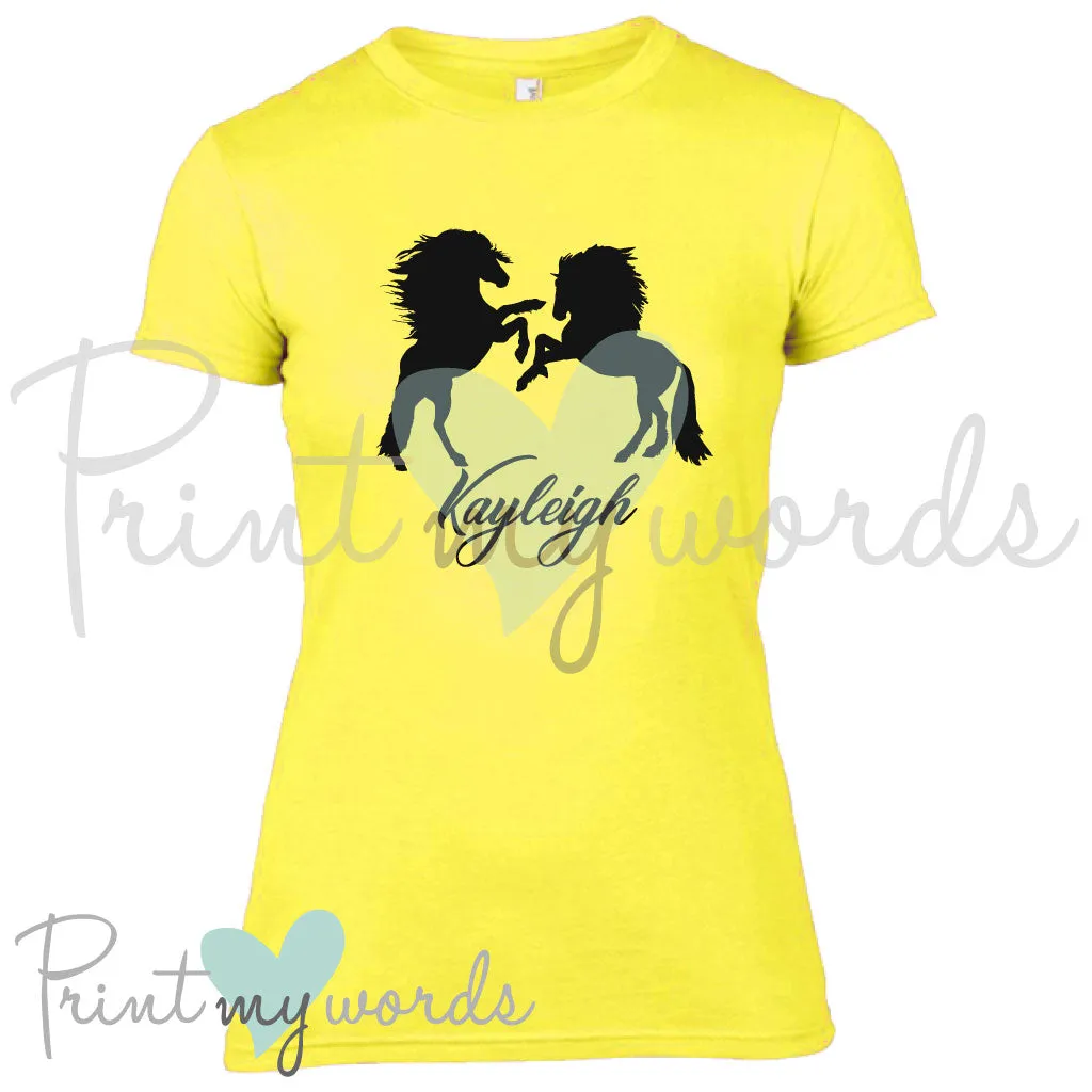 Personalised Rearing Horses Equestrian T-Shirt