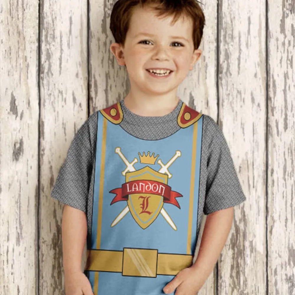 Personalized 3D Shirt For Kids, Boys Medieval Knight Birthday Shirt, Boy's Knight in Shining Armor T-Shirt, Prince Birthday Shirt, Knight Costume