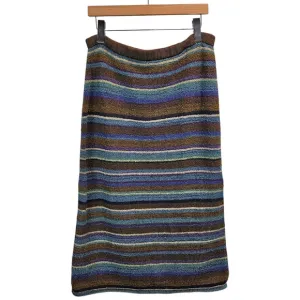 Peruvian Connection Boho Pima Cotton Southwestern Striped Midi Skirt Medium