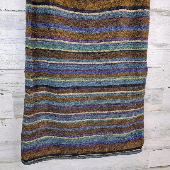Peruvian Connection Boho Pima Cotton Southwestern Striped Midi Skirt Medium
