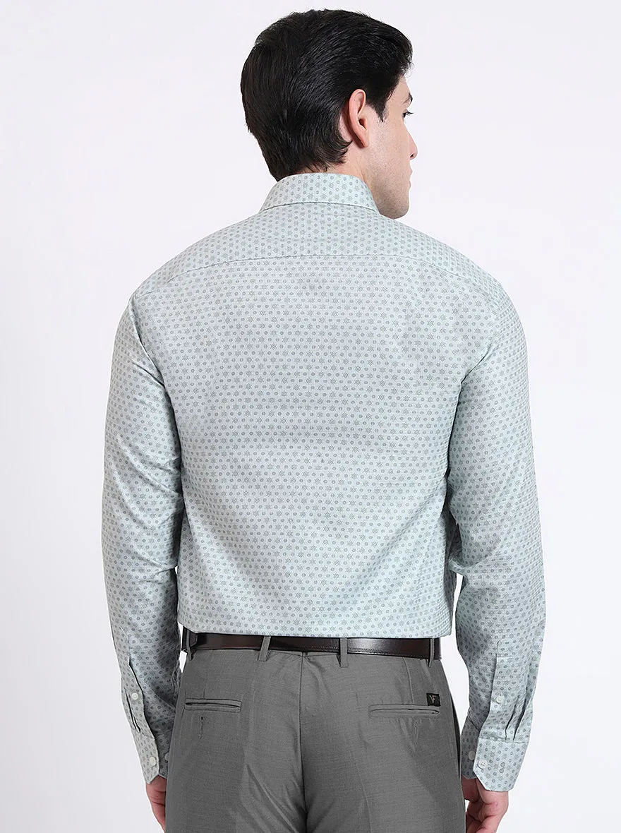 Pista Green Printed Regular Fit Formal Shirt | JadeBlue