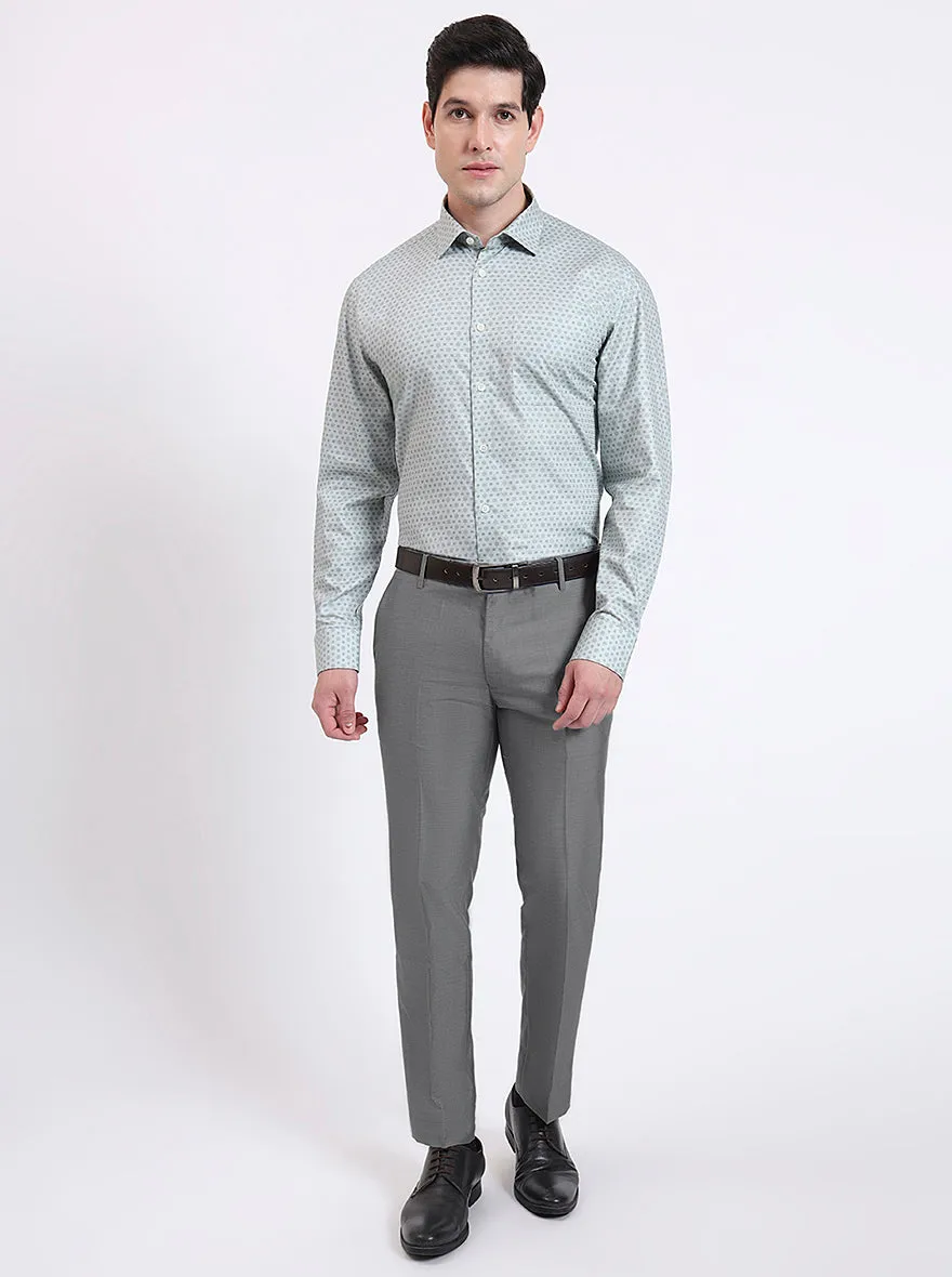 Pista Green Printed Regular Fit Formal Shirt | JadeBlue