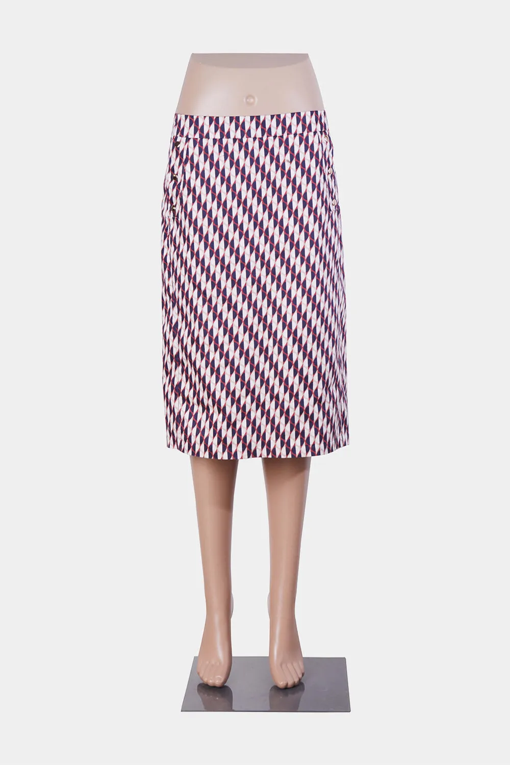 PREVIEW Red, Blue and Off White Pocket Detail Midi Skirt