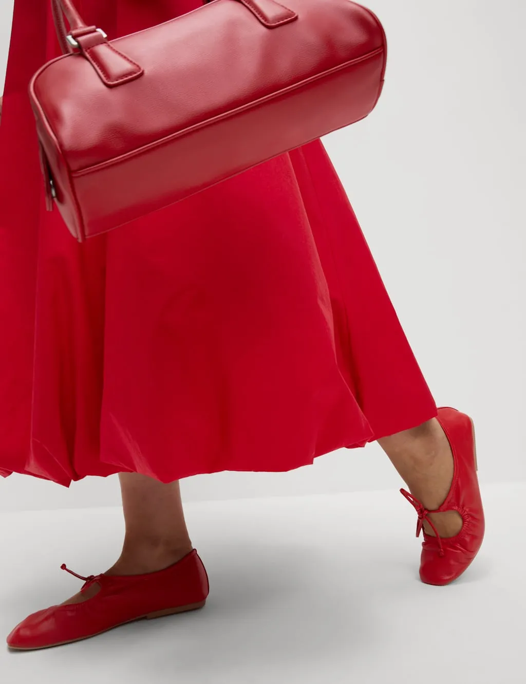 Pure Cotton Bubble Hem Midi Skirt