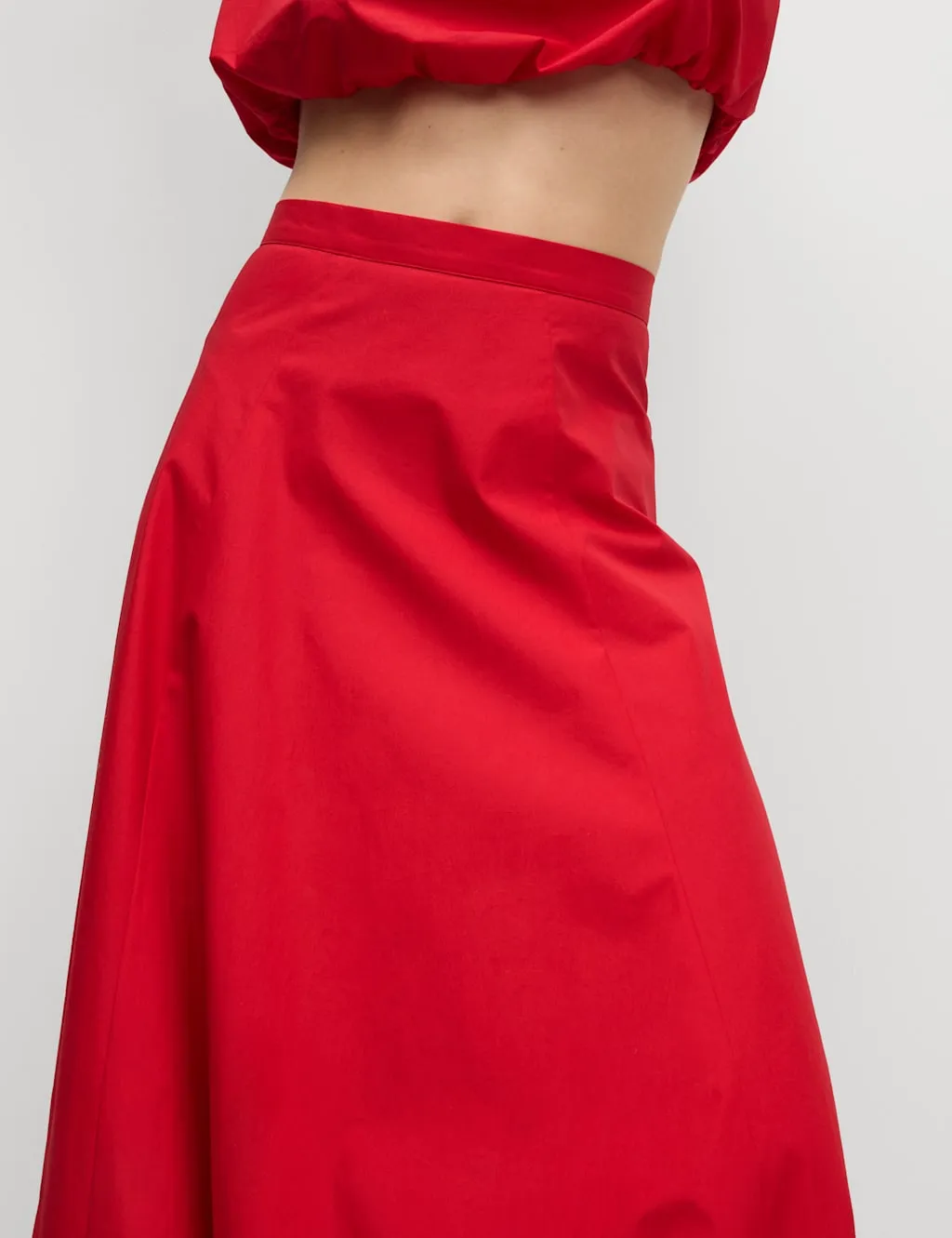 Pure Cotton Bubble Hem Midi Skirt